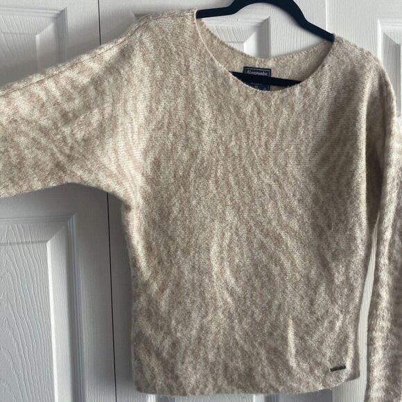 Abercrombie Fitch Women's XS Tan Beige Coxy Pullover Minimalist Zebra Sweater - Picture 2 of 6